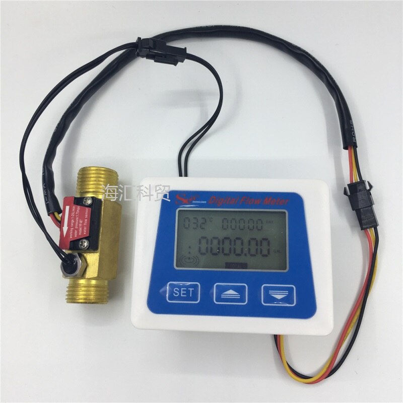 Intelligent Electronic Flowmeter Digital Display Flow Meter Temperature Display Meter Flowmeter with 4 or 6 Points Copper Sensor