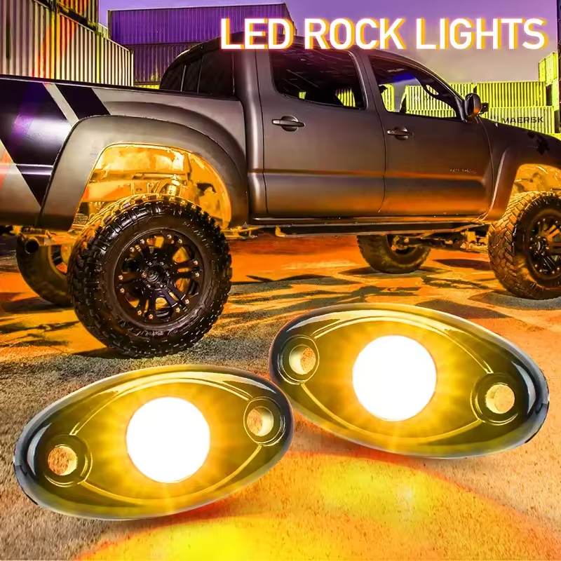 4/8 PCS Universal Underglow LED Lights Kit Kit Diode rock light 12v for cars pickup trucks Waterproof chassis decorative light: 3000K Golden / 4500K