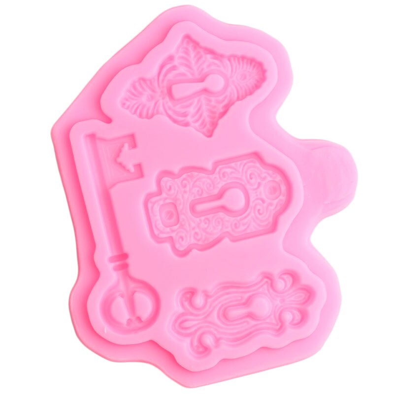 Antique Key Lock Plate Silicone Mold Steampunk Cupcake Topper Fondant Cake Decorating Tools Candy Clay Chocolate Gumpaste Moulds