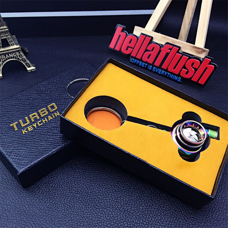 Mini Turbo turbocompresor para coche, llavero con anilla giratoria, llavero con luz