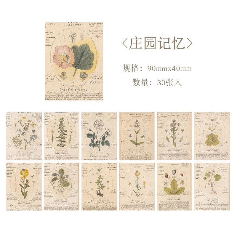 30 Sheets Retro Manuscript Formula Plants Material Paper Junk Journal Planner Scrapbooking Vintage Decorative DIY Craft Paper: A