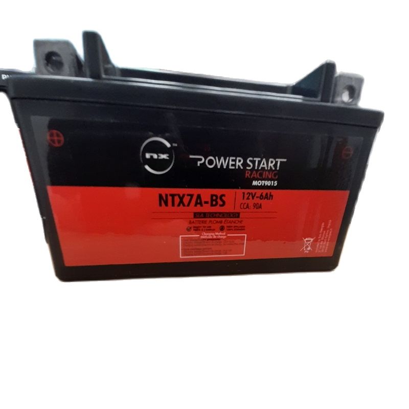 NX NTX7A-BS / YTX7A-BS. Batería para moto 12V 6Ah 90A recargable preactivada Plomo sellado AGM. Compatible con modelos de otras marcas similares