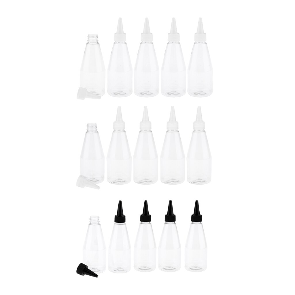 Pak Van 5 Plastic 200Ml Vloeibaar Oplosmiddel Flessen Tip Applicator Met Twist Top Caps Lekvrij, Draagbare Voor Reizen
