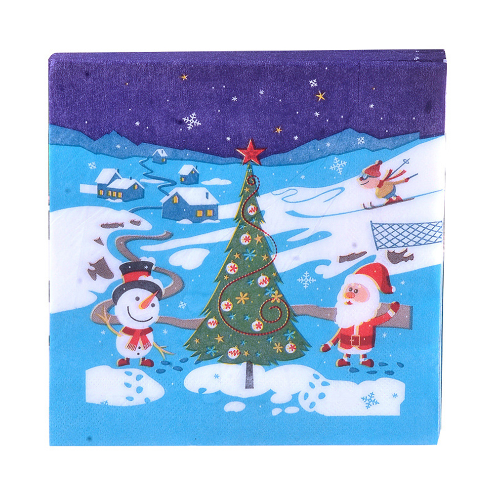 40pcs Kerst Snowscape Gedrukt Servetten Leuke Cartoon Tissue Diner Papieren Handdoek Feestartikelen: Default Title