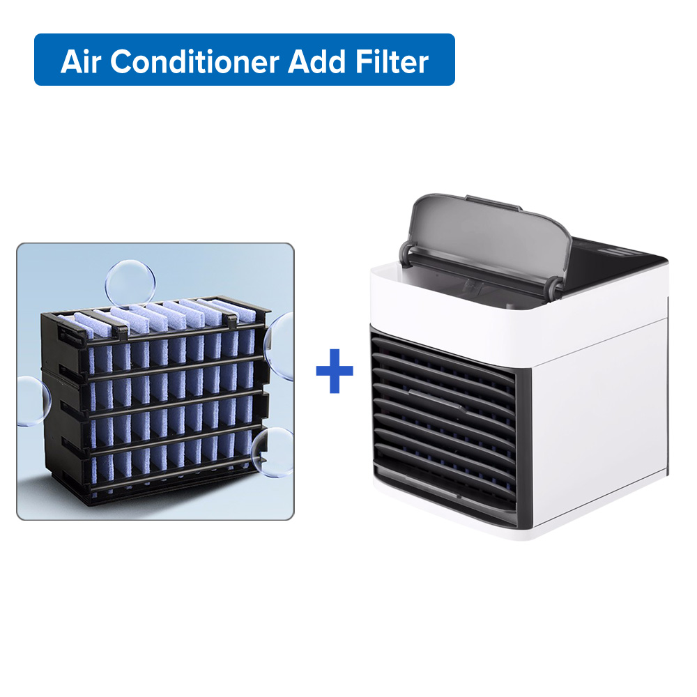 Mini bærbart klimaanlæg til hjem luftkøler ventilator personligt rum lille aircondition værelse skrivebord luftkøling ventilatorer: Fan tilføj filter
