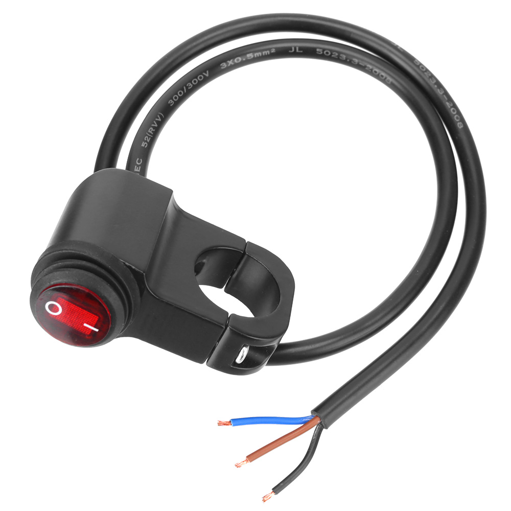 Keenso Stuurschakelaar, motorfiets, universeel, 7/8 inch, 22 mm, met ledlicht voor koplampen, mistlampen, waarschuwingsknipperlicht, remlichtschakelaar (aan/uit-knop