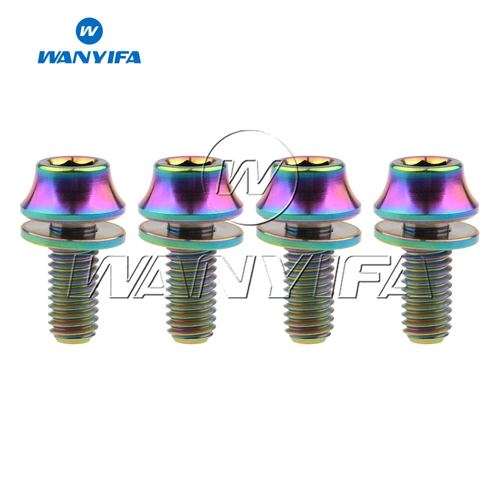 Wanyifa 4 Uds M5x12mm titanio Ti cono bicicleta titular de la botella de tornillo accesorio de ciclismo para la bicicleta sujeción de portabotellas pernos