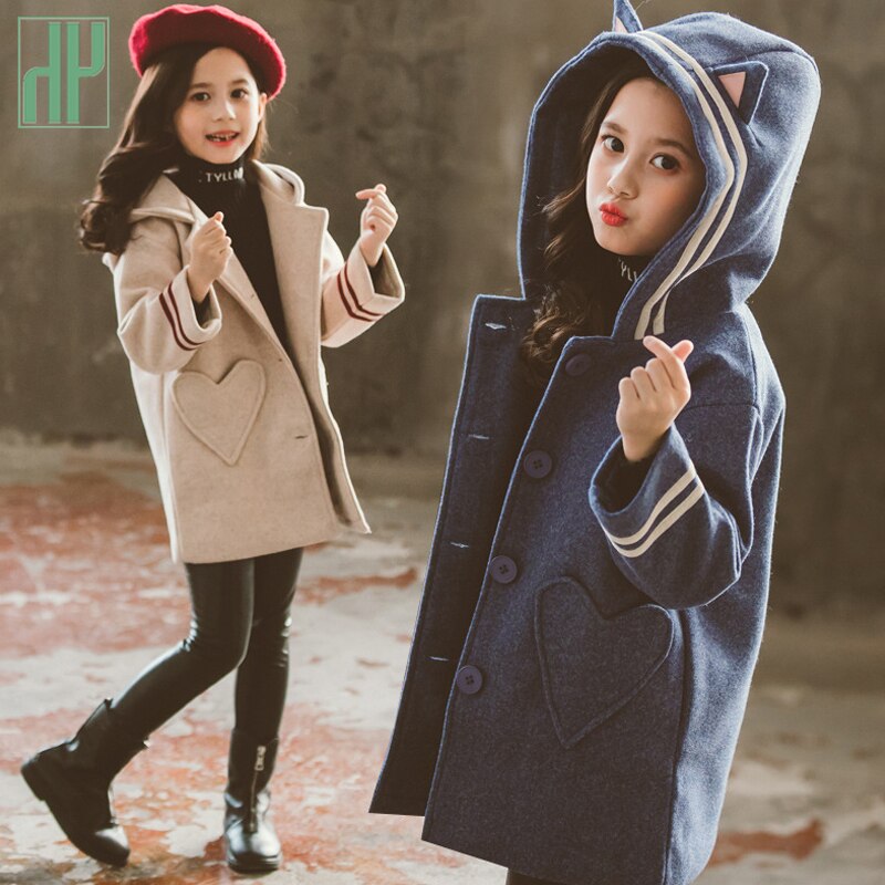 HH abrigos de para niños y niñas, abrigos de invierno para niñas, chaquetas largas de lana, gabardina para adolescentes, ropa cálida, trajes para niños