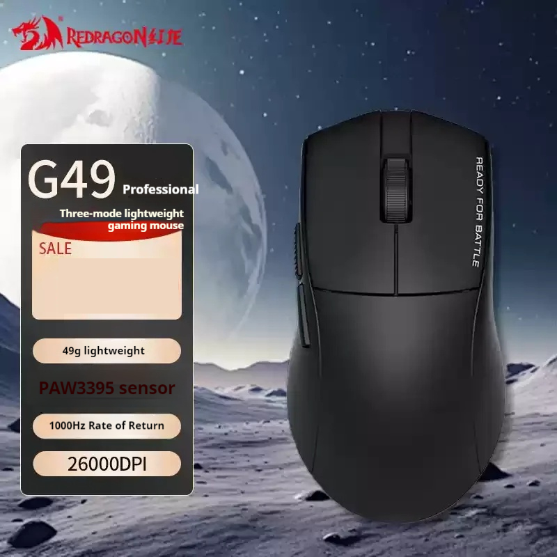 Redragon G49 PRO Gaming Mouse Wireless Bluetooth Tri-Mode Ergonomics Lightweight E-Sports Gaming Mouse For PC Gamer Accessories: Lotus root color