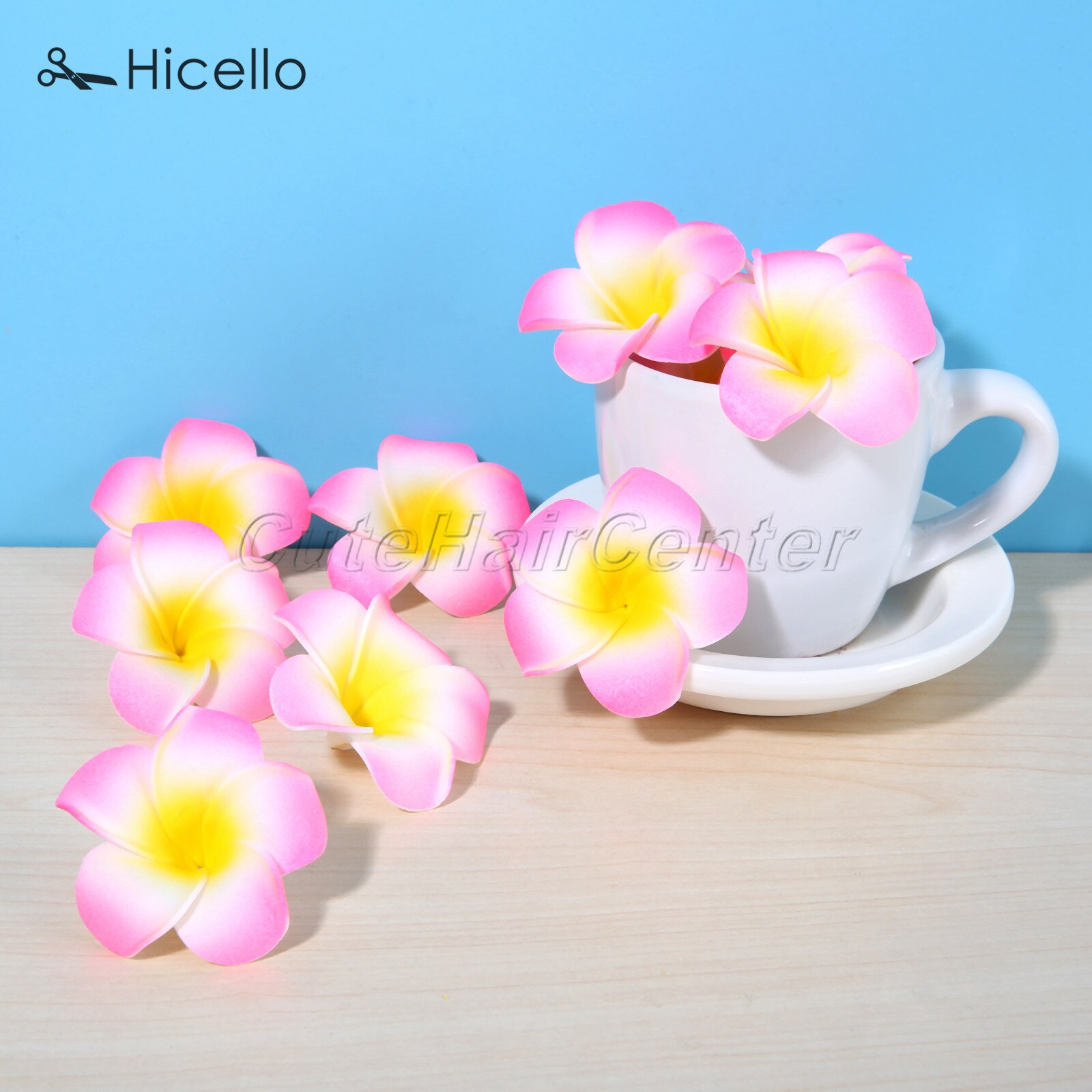 50 stk/sæt 4cm frangipani plumeria hawaiianske blomster skum kunstig blomst hovedbeklædning dekoration bryllup fest forsyninger hicello