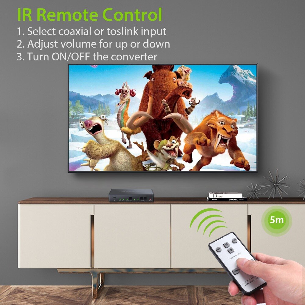 LiNKFOR Digitale ad Analogico Audio Converter con Telecomando IR 192kHz DAC Coassiale Toslink Ottico ad Analogico L/R audio Adattatore 3.5 millimetri