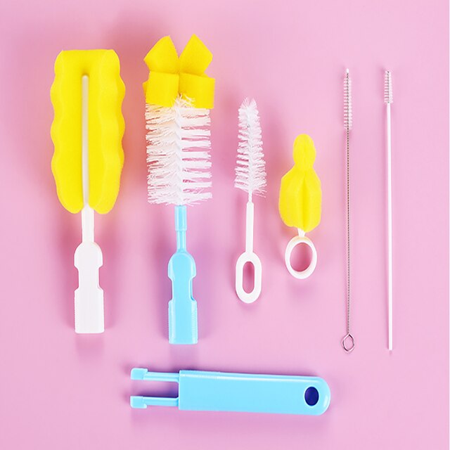 Zes Stuk Baby Fles Borstel Set Cup Borstel Spons Fles Schoonmaken Tool Baby Fles Schoonmaken Product Baby Care: blue