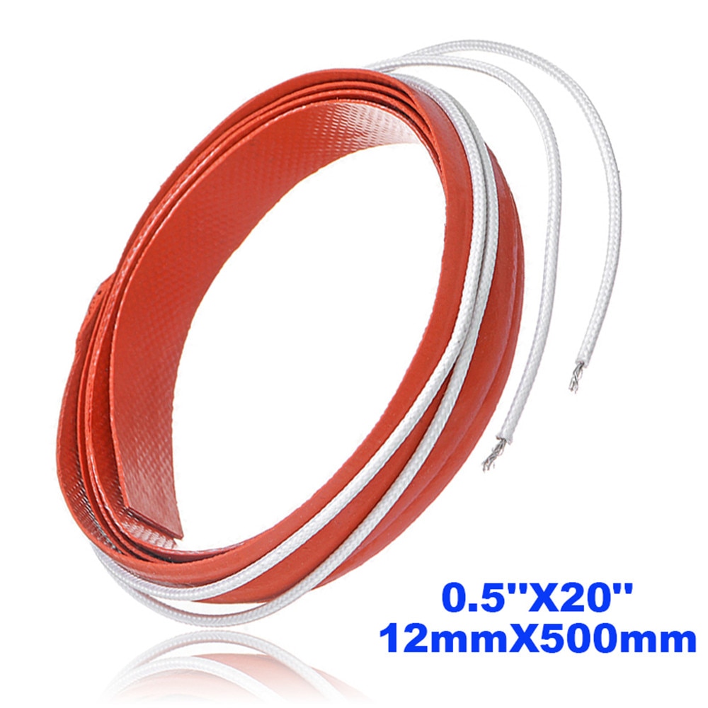 50W 12V Electric Heating Pads 12x500mm Silicone Heater Thermal Heating Strip Flexible Line Heater Strap For Injector Heated