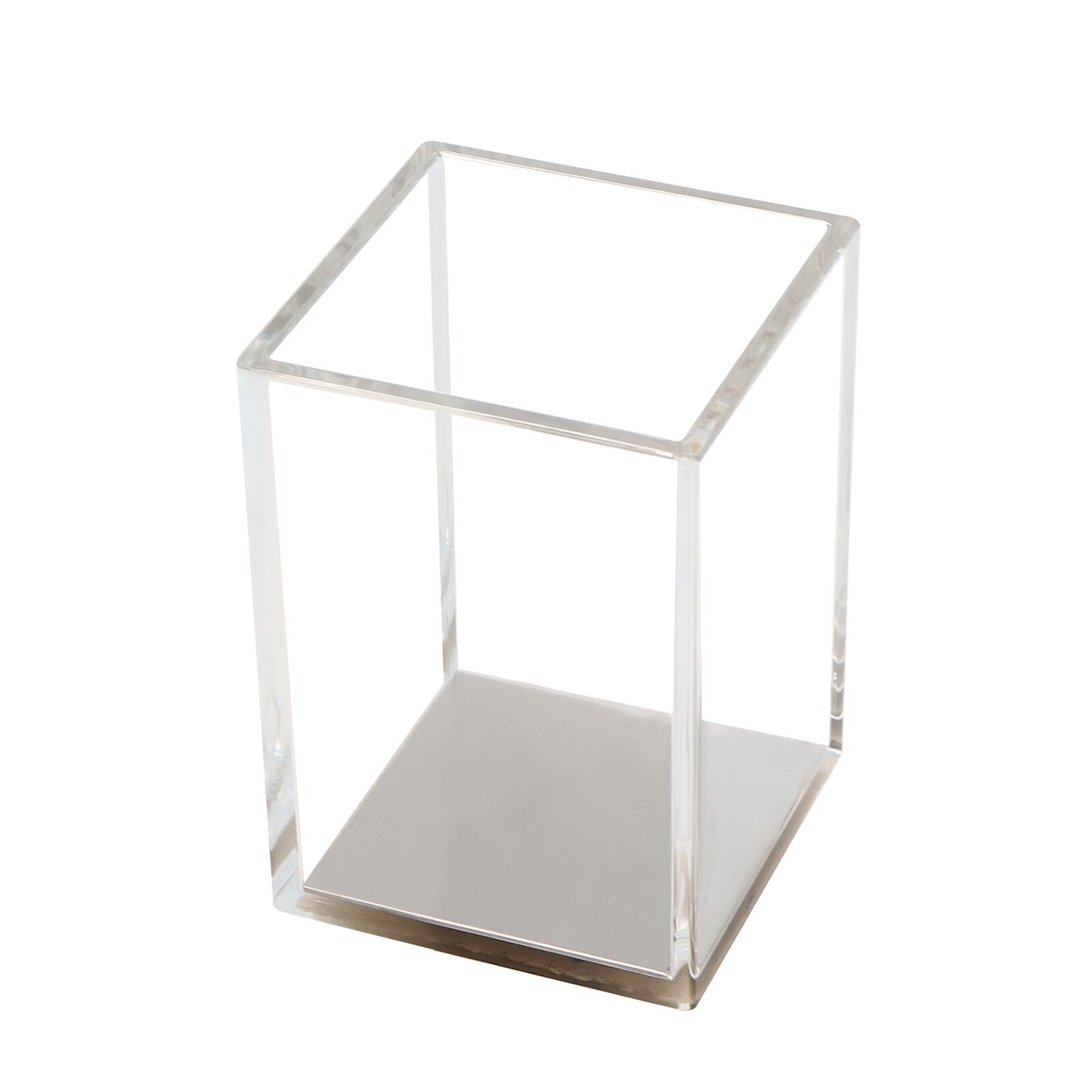 Acrylic Silver Desk Organizer Pen Holder Stapler Tape Dispenser Notepad Holder For Office Supplies And Desk Accessories: Silver Pen Holder