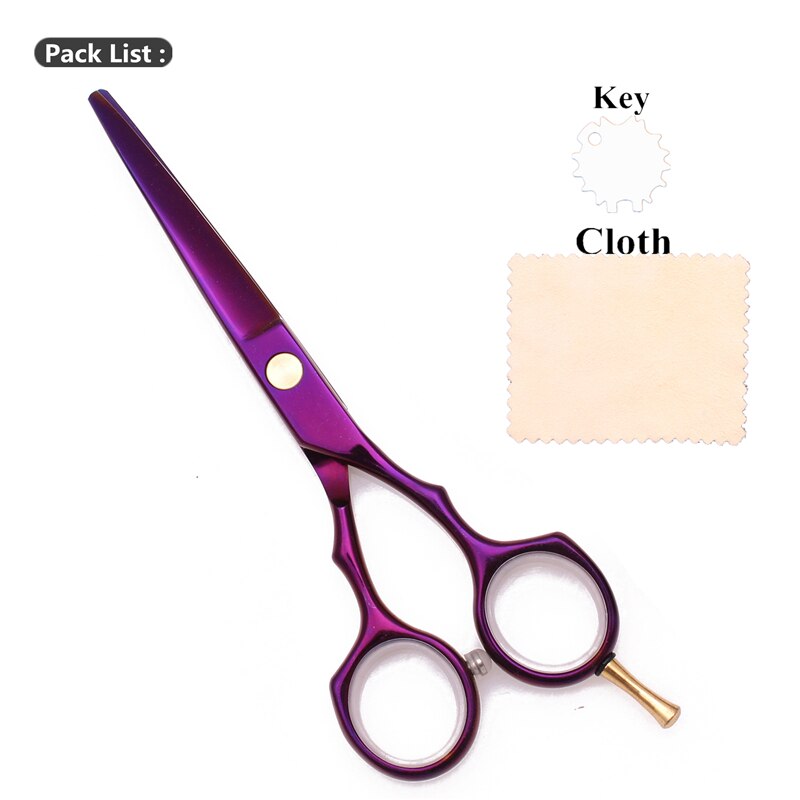 Frisør saks sæt 5.5 " rustfri gravering logo barber klippe saks tyndere saks hår saks lilla farve  c1104: C1104 zi c 5.5n