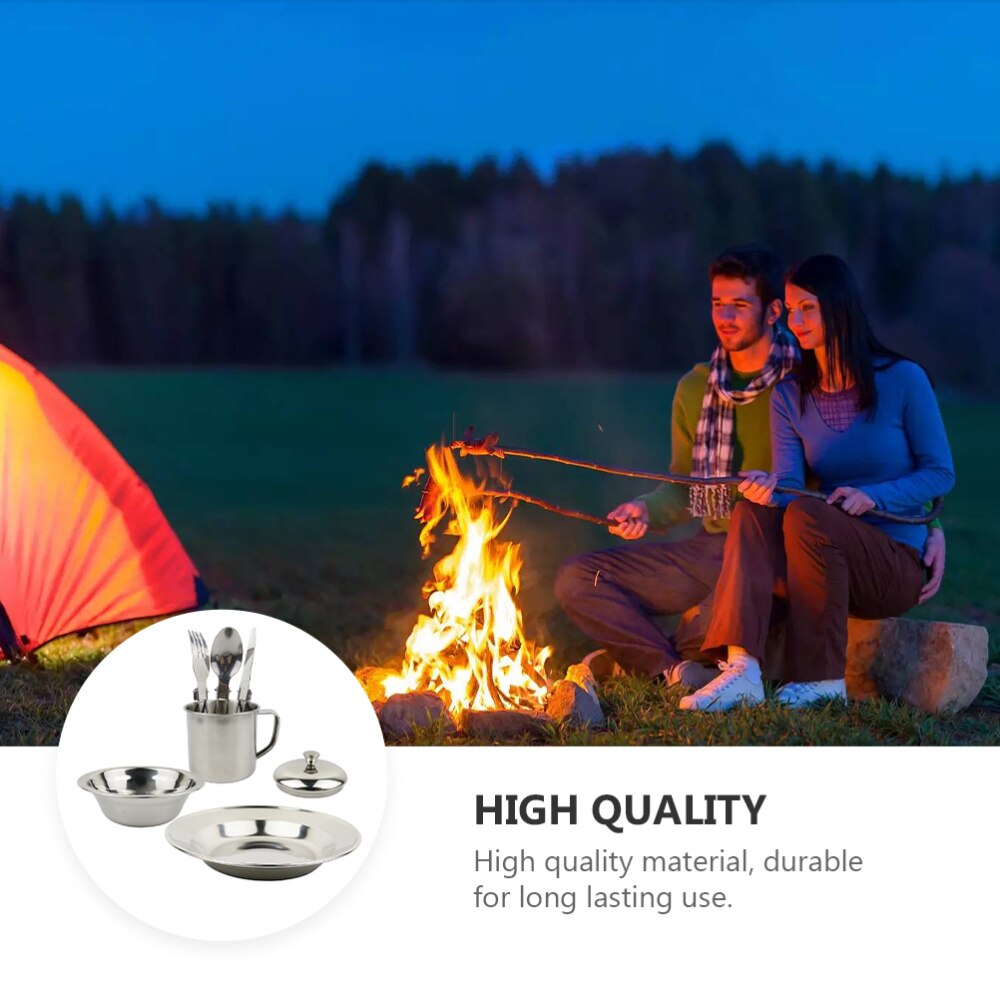 1 Set Van Roestvrij Staal Wandelen Servies Camping Kookgerei Camping Potten Voor Outdoor Keukengerei