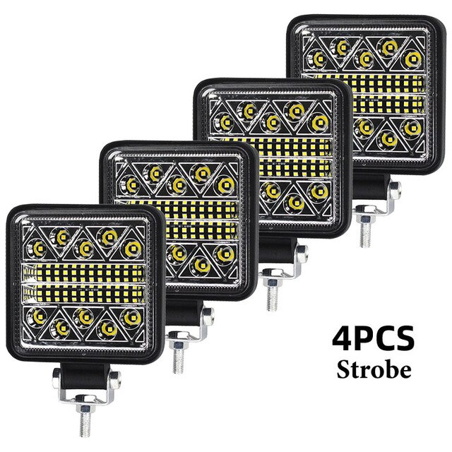 2PCS 12V 54W Work Light led bar LED lightbar 3030 LED 18SMD for Truck Tractor SUV 4x4 Car Led Headlights Lighting Spot work bar: Square  Strob  4PCS