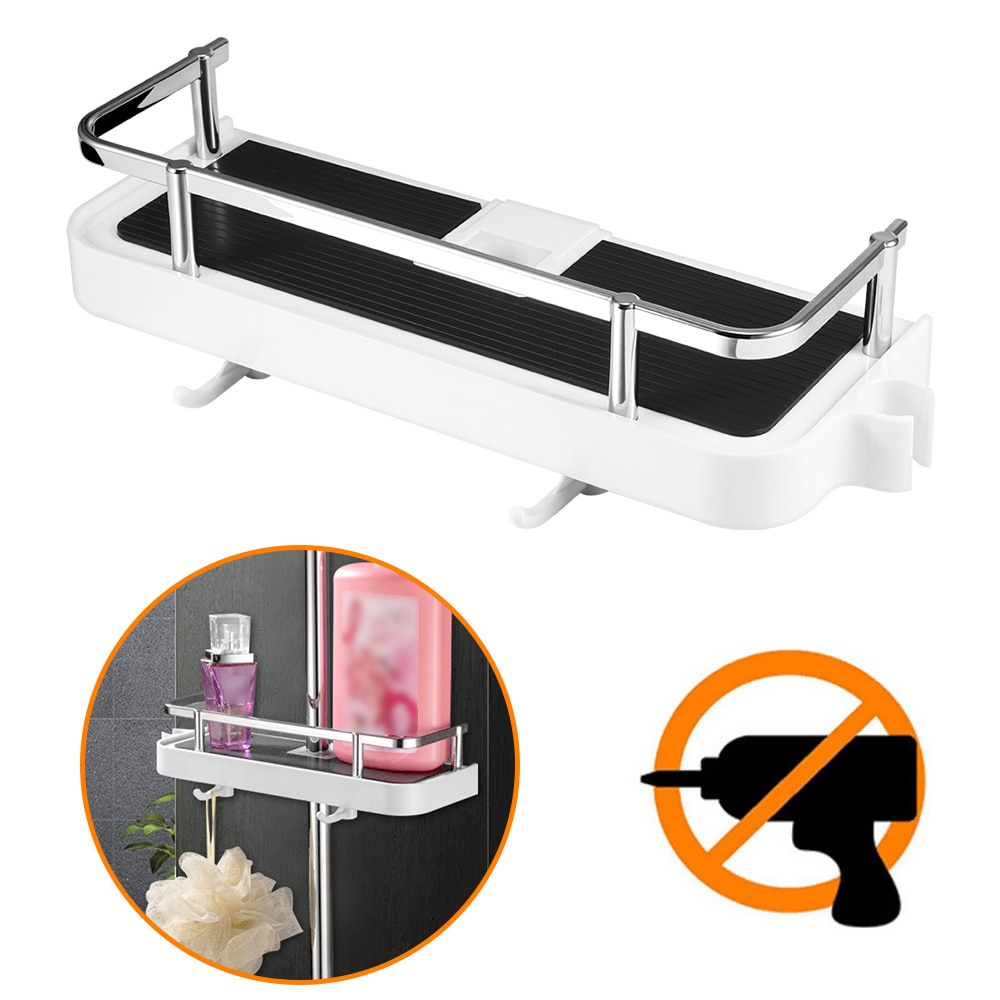 JUSHFO Practical Bathroom Pole Shower Storage Rack Holder Large Pole Shelf Shower Storage Caddy Rack Organiser Tray Holder 1PC