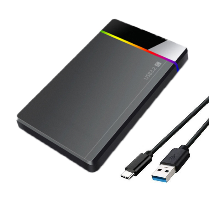 2,5 Zoll Typ-C Werkzeug Kostenlose Installation Tragbare Festplattenbox RGB Kaltanzeigeleuchte Geeignet für Computer Mobiltelefone usw: Default Title