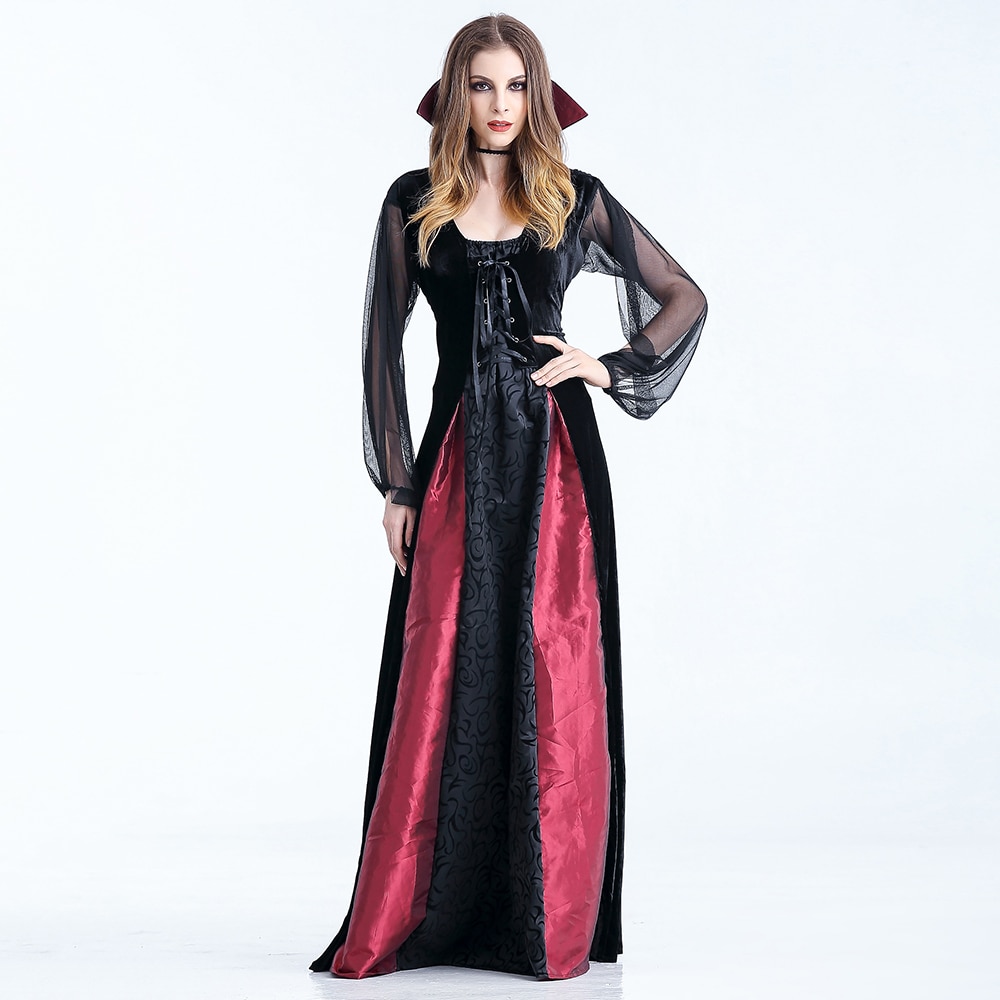 VASHEJIANG Women Vampire Costumes Cosplay Adult Gothic Witch Vampire Costumes Halloween Masquerade Plays Vampire Costumes