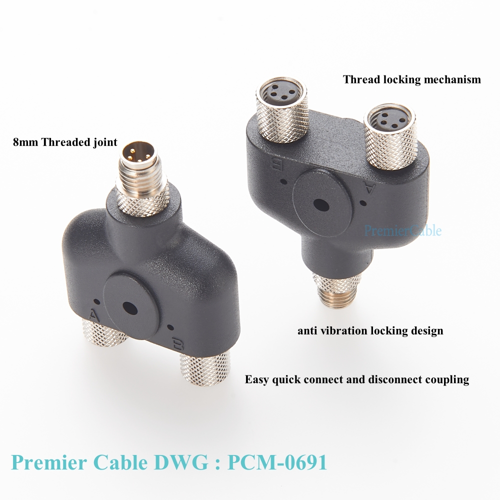 M8 Y Splitter Étanche M8 4 Broches Type Y Mâle à Double Femelle Adaptateur M8 T Splitter Capteur Actionneur Tee M8 Splitter