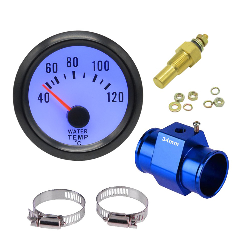 Dragon 52Mm Blauw Backlight 12V Auto Motorfiets Water Temperatuurmeter Temp Meter Met Sensor Back Shell: Ivoor