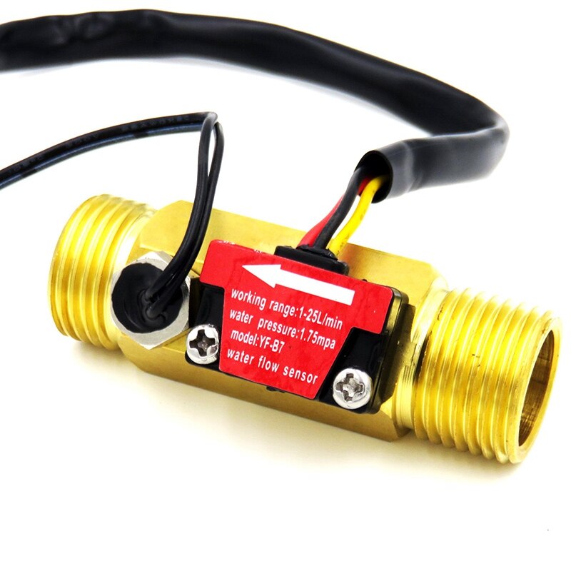 G1/2 Water Flow Sensor Hall Flowmeter with Temperature Detection Metal Copper Shell Flowmeter Turbine Meter Sensor