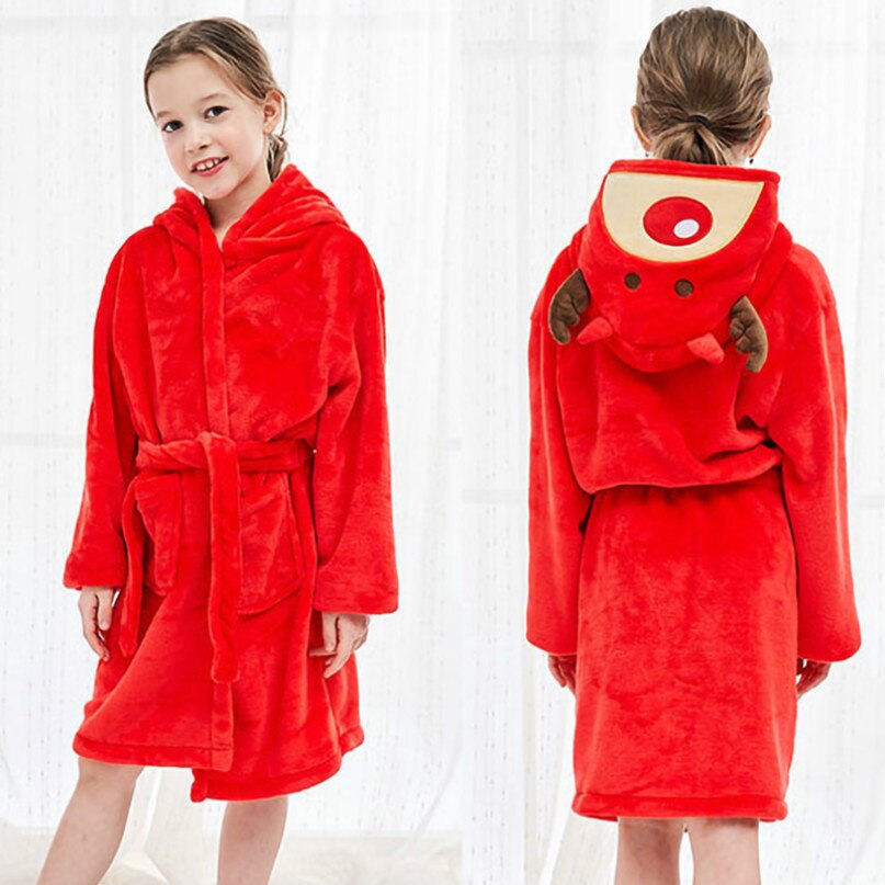 Herfst Winter Flanel Badjassen Leisure Mooie Baby Meisje/Jongen Hooded Kinderen Handdoek 6 Soorten Cartoon Dieren Badjassen pyjama: Fawn / M(95-115CM)