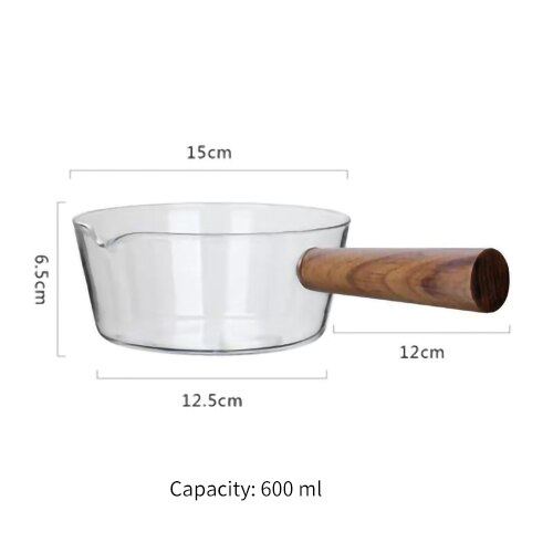 400Ml/600Ml Glazen Pot Met Houten Handvat Koken Verwarming Melk Soep Pap Pot Huishoudelijke Open Fire Keuken kookgerei Klei Pot: 600ML