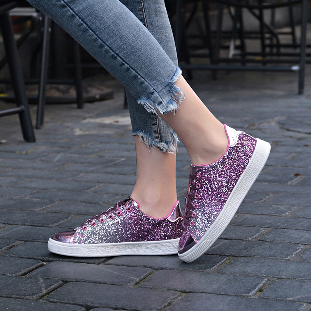 KANCOLLE Women's Leisue Sneakers Lightweight Sequins Flying Weaving Breathable Comfortable Trend Women Student Running Shoes15#4: Pink / 41