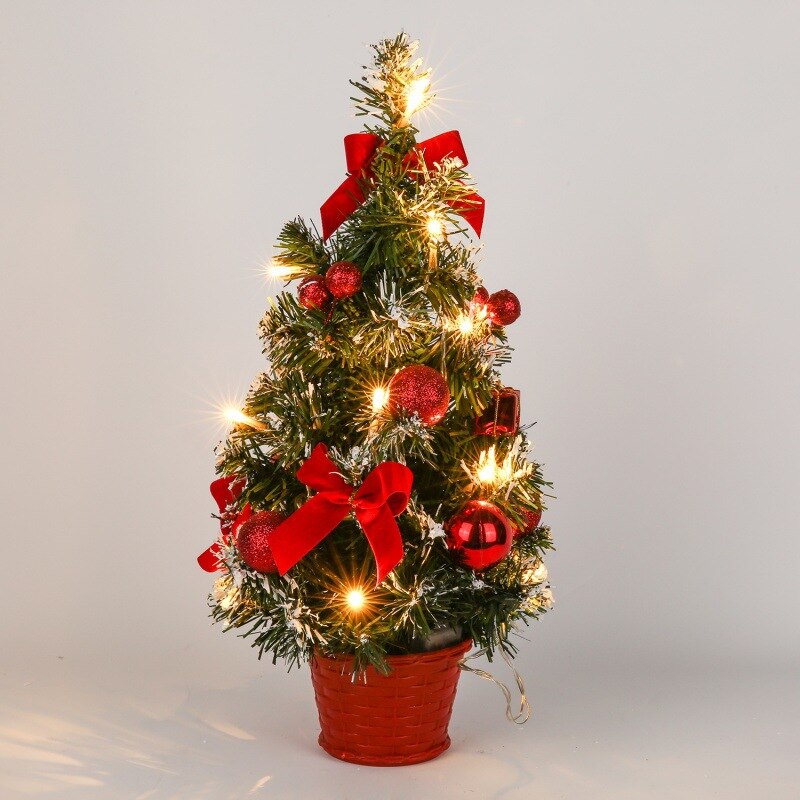20/30/40CM Mini Table Christmas Tree LED light home Decoration Tabletop Pine Tree Xmas Tree Christmas Decoration Year