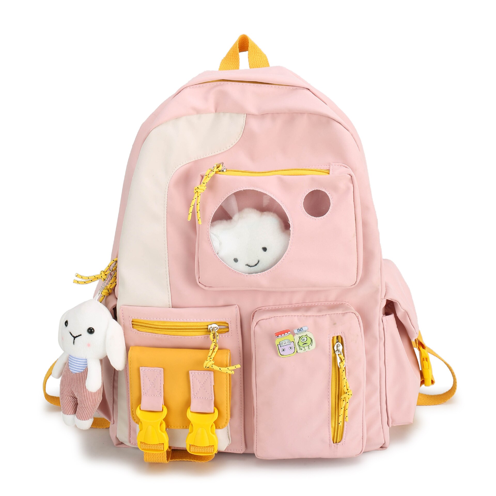 Kawaii Nylon Vrouwen Rugzak Mode Waterdichte Rugzak Voor Tienermeisjes Schooltas Leuke Student Boekentas Reizen Mochila: pink / no pendant