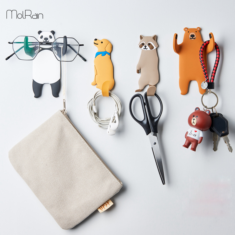 1pcs Wall Hook Animals Key Holder Hanger Holder Wall Hook Kitchen Organizer Bathroom Accessories Shaped