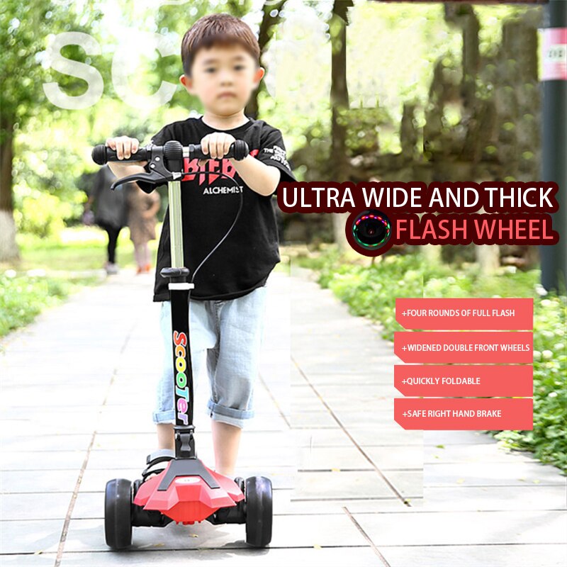 FJ0059 tricicli per Scooter per bambini bambino bambini pieghevole piede Scooter altezza regolabile PU ruota lampeggiante LED calcio Skateboard