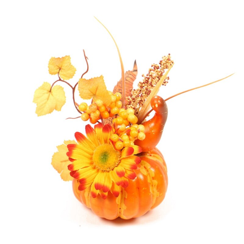 DIY Artificial Mini Pumpkin Fall Harvest Halloween Decor Props Acorn Berries Maple Leaf Artificial Pumpkin DIY Party Craft Props: A2