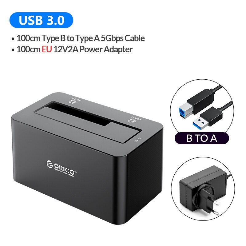 ORICO – Station d&#39;accueil pour disque dur 2/4 baies, avec Clone hors ligne SATA vers USB 3.0 HDD pour disque dur 2.5/3.5 pouces: 1 Bay EU Plug