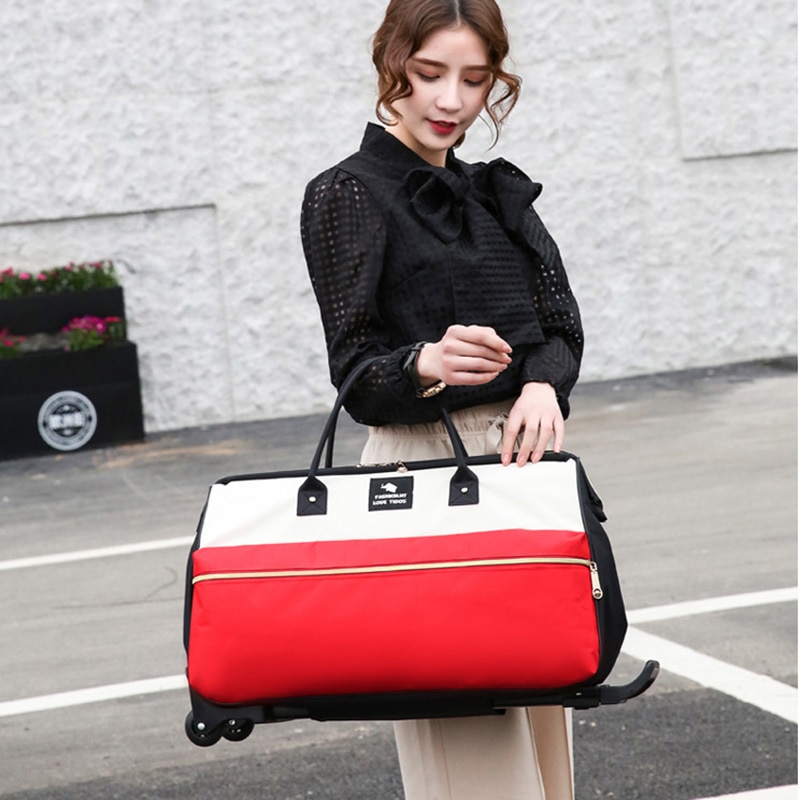 Julis sång resväska med hjul vagn stor kapacitet vagn åkpåse rullande resväska väska för helg över natten