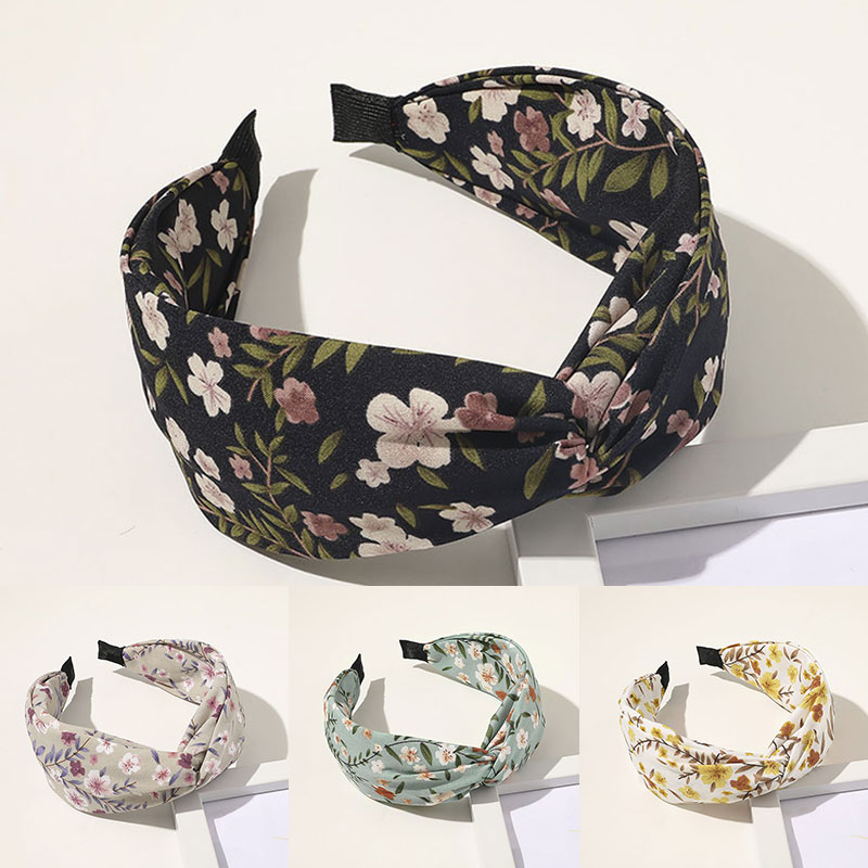 Diadema con estampado floral para mujeres, bandana con nudo cruzado para envolver el cabello, diadema para el pelo, accesorios para el cabello