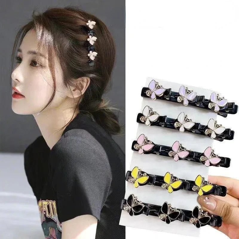 Clip de pelo trenzado de doble capa, Clip fijo para el cabello roto, horquilla para mujer, diadema fija coreana, horquilla, Accesorios para peinados perezosos