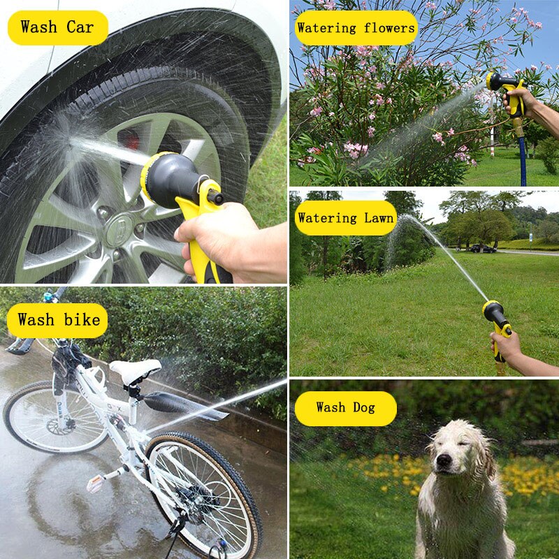Extensible Garden Hose Magic Flexible jardin watering hose High Pressure Car Wash Spray Gun Nozzle gardening rubber Hoses 100FT