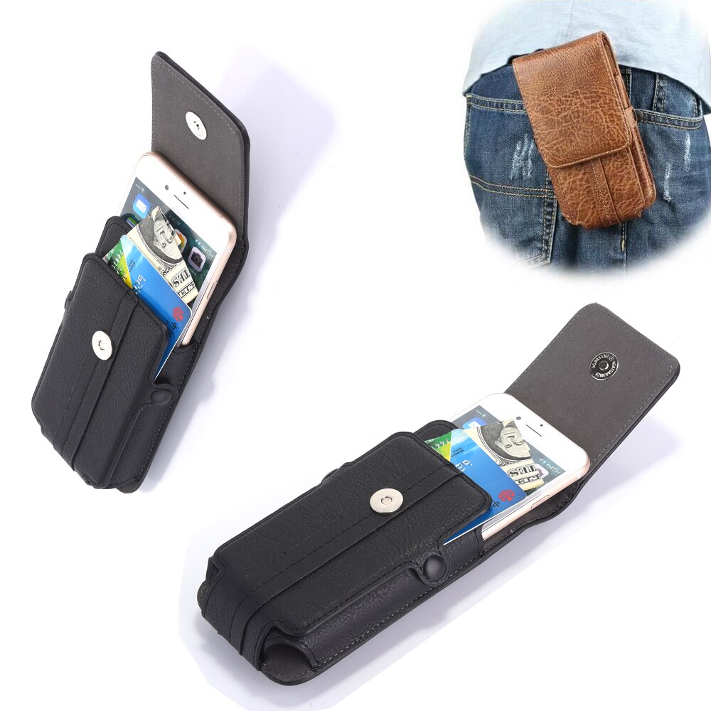 PU Leder Gürtel Abdeckung für Huawei P40 Profi Max P30 Kamerad 40 30 Profi Kreditkarte Clip Schleife Halfter fallen: 5.5-6.0 Zoll / Schwarz