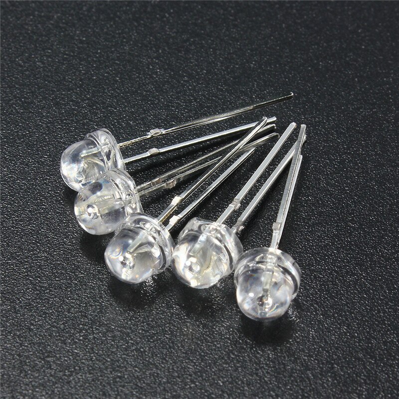 100Pcs 5mm LED Diode DIY Kit White Yellow Red Blue Green Purple Straw Hat LED Wide Angle Light Emitting Diodes Water Clear