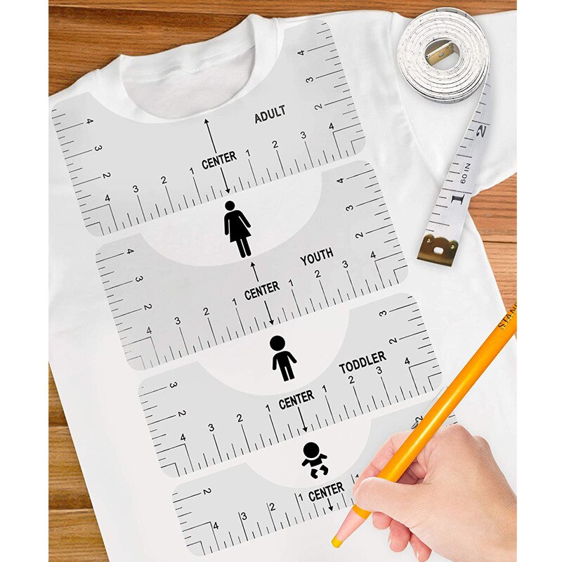 LOLO T-Shirt Alignment Ruler Alignment Tool Chart Drawing Template Clothing Pattern Sewing Tools Geometry Template
