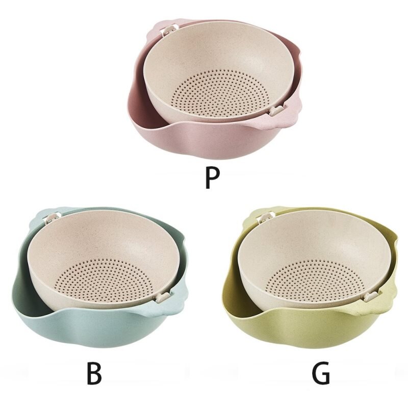 Multifunction Kitchen Strainer Double Drain Basket Vegetables Fruit Washing Strainer Bowls Vegetables Fruit Washing Strainer Bo2