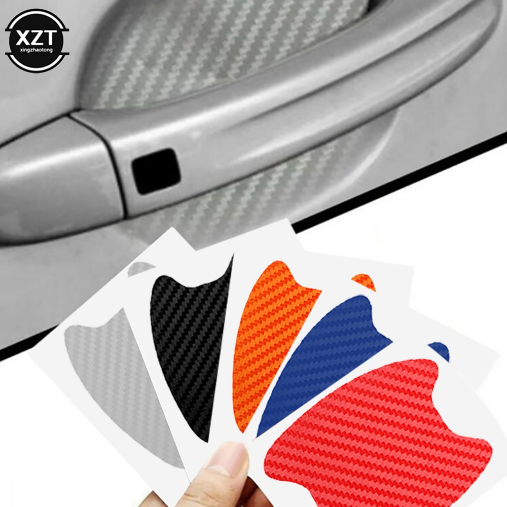 4 Stks/set Auto Deur Sticker Koolstofvezel Krassen Slip Cover Auto Bescherming Handvat Film Exterieur Styling Accessoires