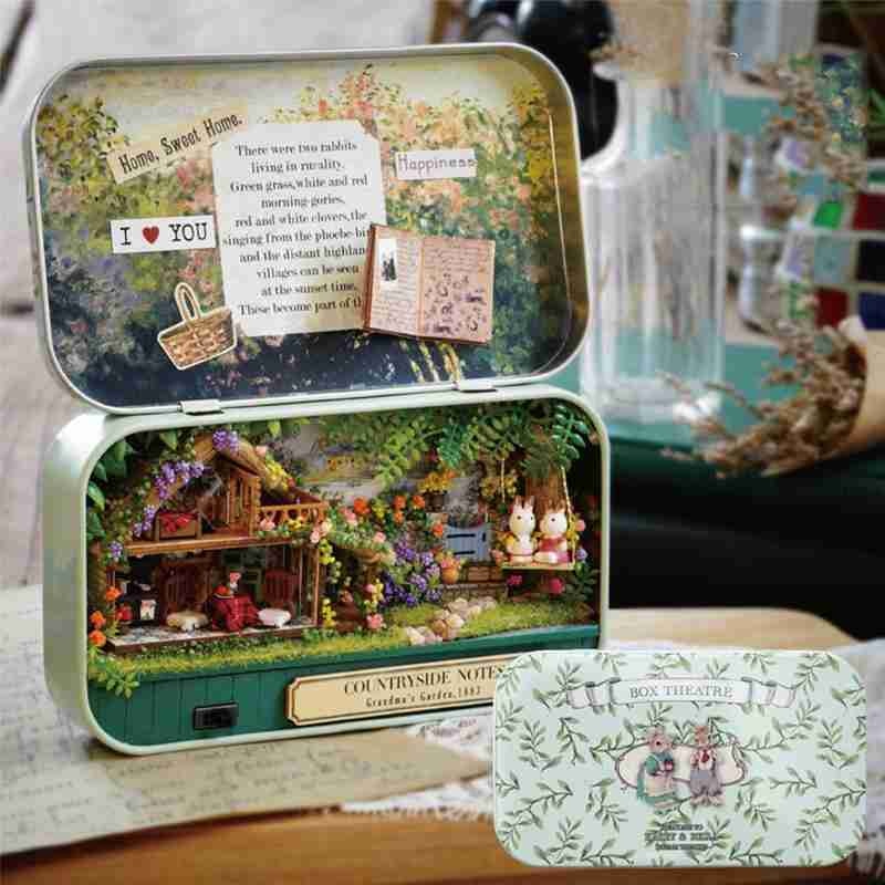 1pcs 3D Doll House Handmade Box Theatre Miniature Box Cute Dollhouses Assemble Kits Toys