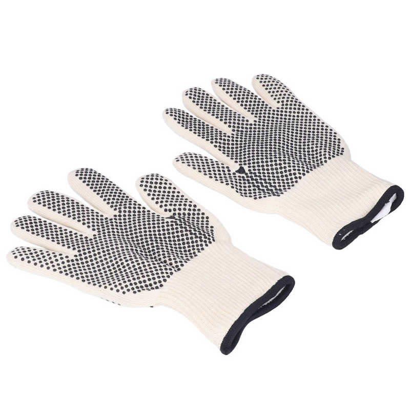 Heat Insulating Gloves BBQ Gloves 11in Flexible Independent Finger 800℃ Washable for Oven