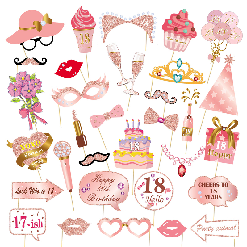 1 saco Feliz Aniversário 13 ° 30 ° 40 ° 50 ° 60 ° Papel Photo Booth Props Adulto Festa de Aniversário Photobooth Props Decoração Suprimentos: Oliva