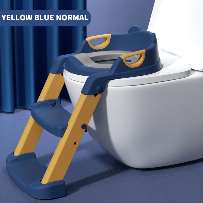 Folding Infant Potty Training Seat Urinal Backrest Chair With Step Stools Ladder For Baby Toddlers Boys Girls Safe Toilet Seat: YELLOW BLUE Normal