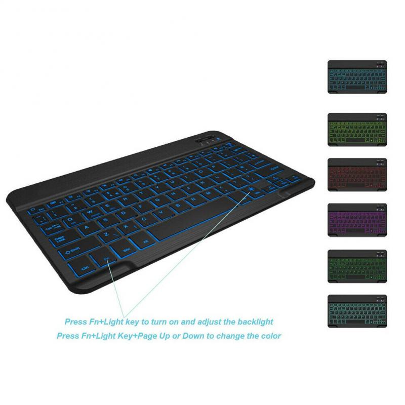 10 Inch Drie Systemen Universele Kleurrijke Lichtgevende Toetsenbord Wireless Bluetooth Keyboard Slim Voor Macs/Ios/Android/ Windows